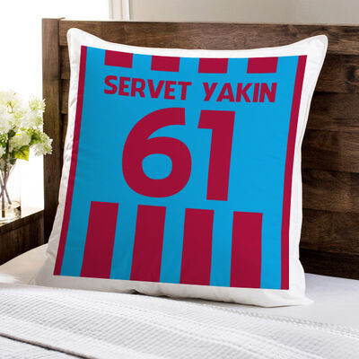Bordo Mavi Çubuklu Forma Yastık - 1