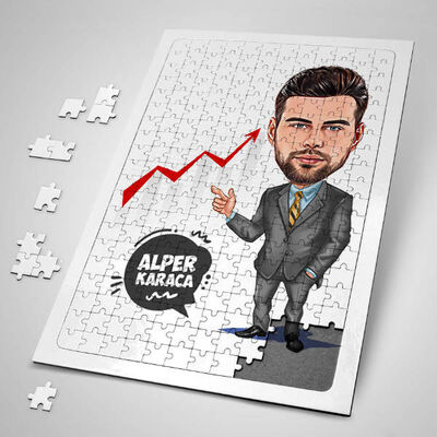 Borsacı Erkek Karikatürlü Puzzle - 1