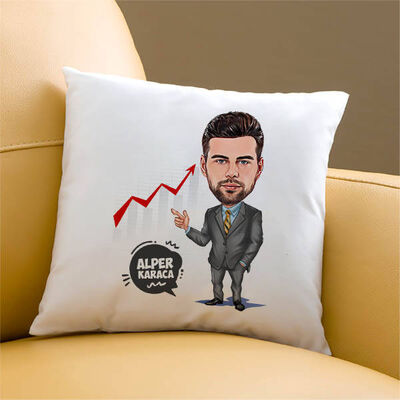 Borsacı Erkek Karikatürlü Yastık - 1
