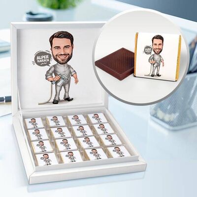 Boyacı Erkek Karikatürlü Çikolata Kutusu - 1