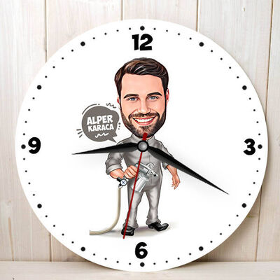Boyacı Erkek Karikatürlü Duvar Saati - 1