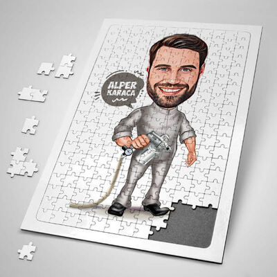 Boyacı Erkek Karikatürlü Puzzle - 1