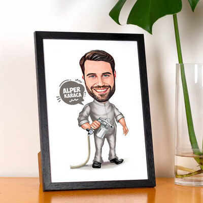 Boyacı Erkek Karikatürlü Resim Çerçevesi - 1