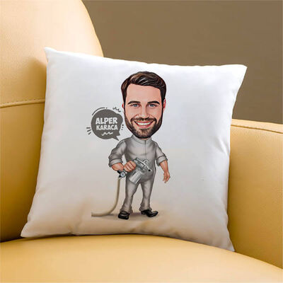 Boyacı Erkek Karikatürlü Yastık - 1
