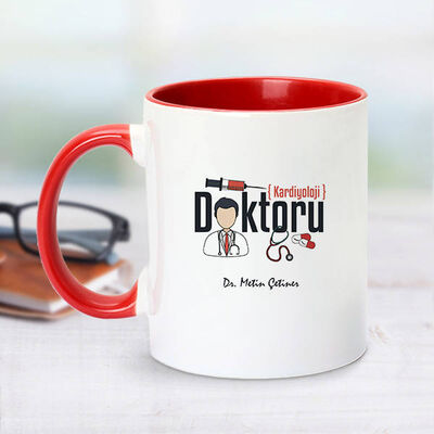 Branşlı Doktorlara Özel Kırmızı Kupa Bardak - 1