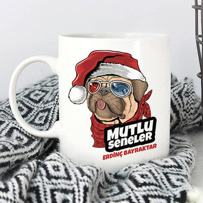 Buldog Tasarımlı Yılbaşı Kupa Bardak - 1
