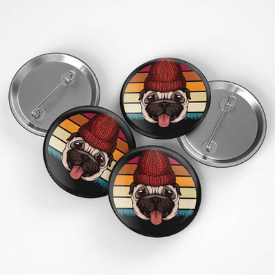 Bulldog Tasarımlı Buton Rozet - 1