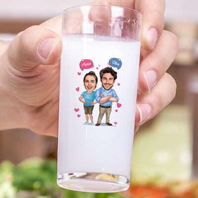 Büyük Aşkımız Karikatürlü İkili Rakı Bardağı Seti - 3