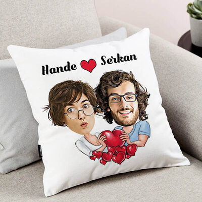 Büyük Aşkımız Karikatürlü Sevgili Yastığı - 3