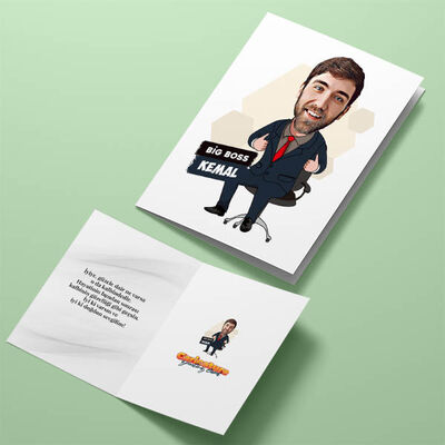 Büyük Patron Karikatürlü Tebrik Kartı - 4