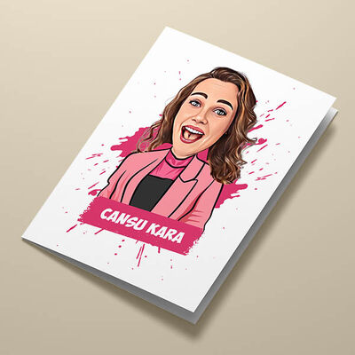 Büyüleyici Kadın Karikatürlü Tebrik Kartı - 2