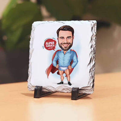 Çakma Kahraman Erkek Karikatürlü Taş Baskı - 1