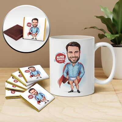 Çakma Kahraman Karikatürlü Kupa ve Çikolata - 1
