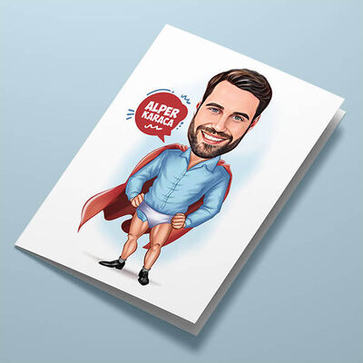 Çakma Süper Kahraman Karikatürlü Tebrik Kartı - 1