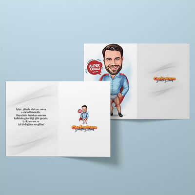 Çakma Süper Kahraman Karikatürlü Tebrik Kartı - 2