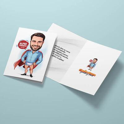 Çakma Süper Kahraman Karikatürlü Tebrik Kartı - 3