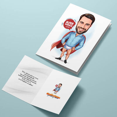 Çakma Süper Kahraman Karikatürlü Tebrik Kartı - 4