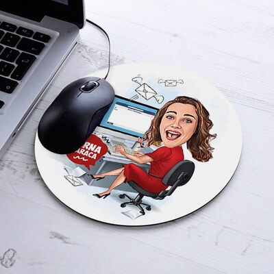 Çalışan Kadın Tasarımlı Karikatürlü Mousepad - 1