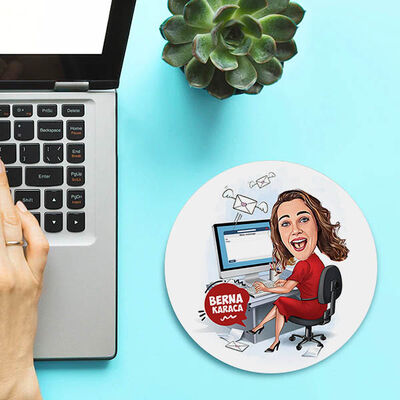 Çalışan Kadın Tasarımlı Karikatürlü Mousepad - 2