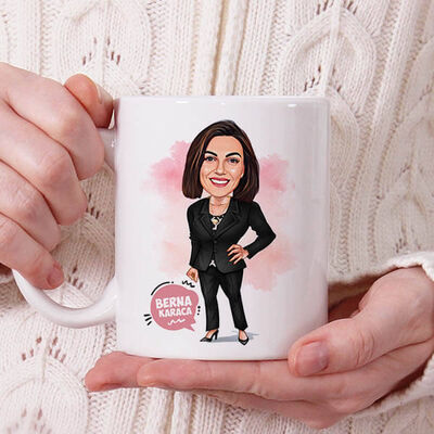 Çalışan Kadına Hediye Karikatürlü Kupa Bardak - 1