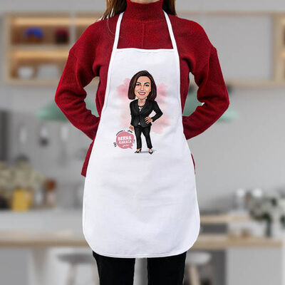 Çalışan Kadına Hediye Karikatürlü Mutfak Önlüğü - 1