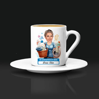 Çamaşırkolik Anne Karikatürlü Kahve Fincanı - 3