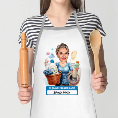 Çamaşırkolik Anne Karikatürlü Mutfak Önlüğü - 2