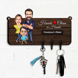 Canım Ailem Karikatürlü Anahtar Askısı