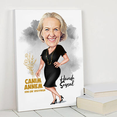 Canım Annem Karikatürlü Kanvas Tablo - 1