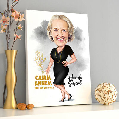 Canım Annem Karikatürlü Kanvas Tablo - 2