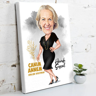 Canım Annem Karikatürlü Kanvas Tablo - 3