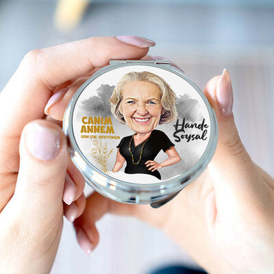 Canım Annem Karikatürlü Makyaj Aynası - 2