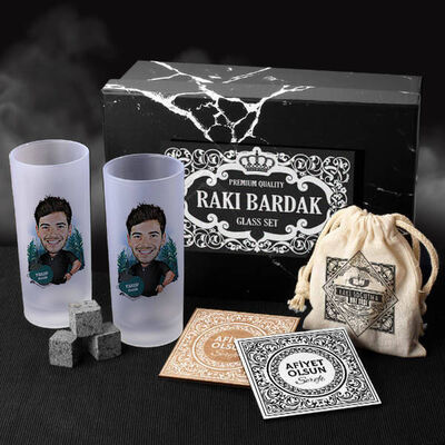 Canım Arkadaşım Karikatürlü Rakı Bardağı Seti Hediye Kutusu - 1