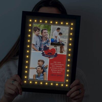 Canım Babam Fotoğraflı Işıklı Çerçeve - 3