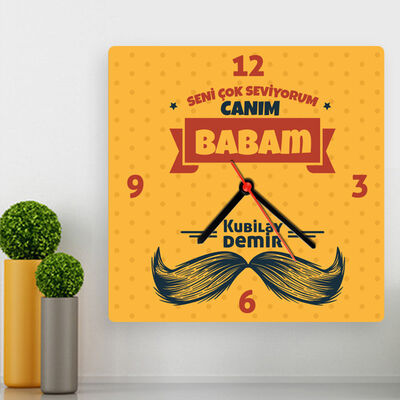 Canım Babam Mesajlı Kare Duvar Saati - 1