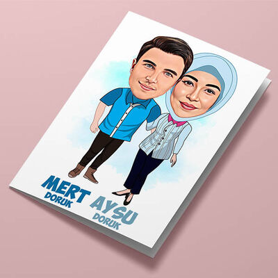 Canım Eşim ve Ben Karikatürlü Tebrik Kartı - 1