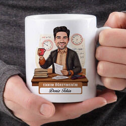 Canım Öğretmenim Mesajlı Erkek Karikatürlü Bardak - 2