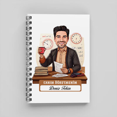 Canım Öğretmenim Mesajlı Erkek Karikatürlü Defter - 1