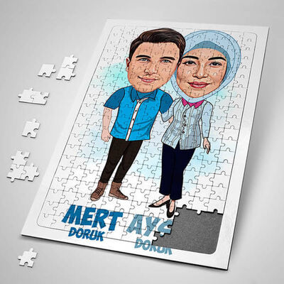 Canım Sevgilime Hediyem Karikatürlü Puzzle - 1