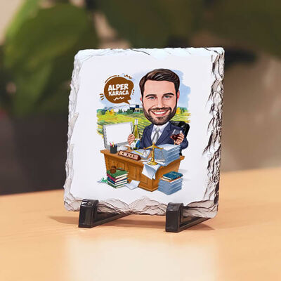 Ceo Erkek Karikatürlü Taş Baskı - 1
