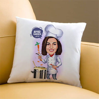Chef Hatun Karikatürlü Yastık - 1