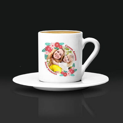 Çiçek Annem Fotoğraflı Kahve Fincanı - 1