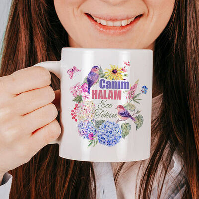 Çiçek Halam İsimli ve Mesajlı Kupa Bardak - 1