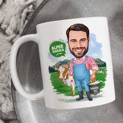Çiftçi Erkek Karikatürlü Bardak - 1