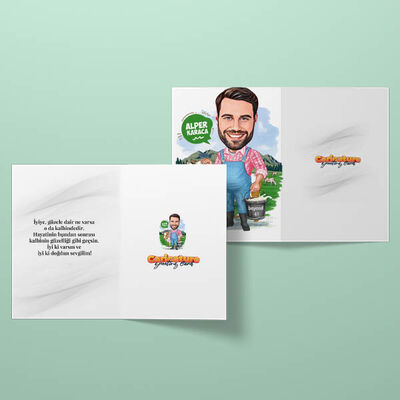 Çiftçi Erkek Karikatürlü Tebrik Kartı - 2