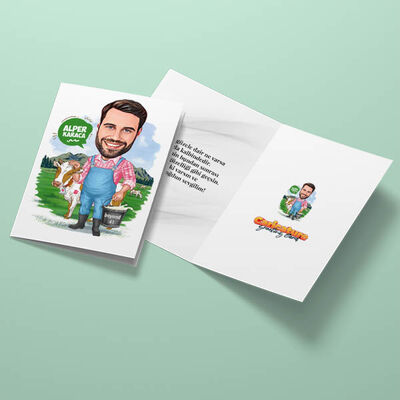 Çiftçi Erkek Karikatürlü Tebrik Kartı - 3