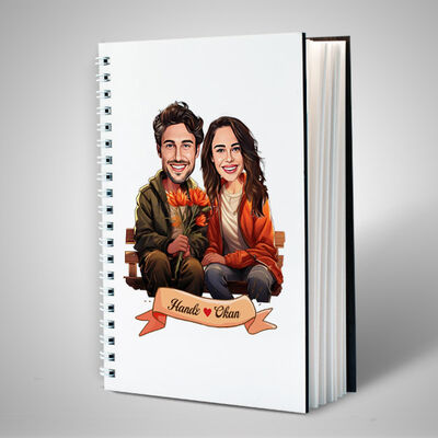Ciftlere Özel Bankta Aşkımız Karikatürlü Defter - 2