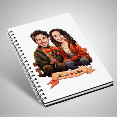 Ciftlere Özel Bankta Aşkımız Karikatürlü Defter - 1