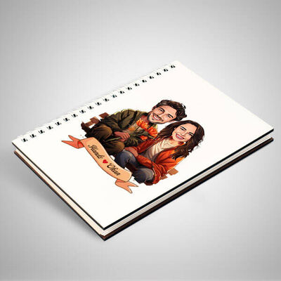 Ciftlere Özel Bankta Aşkımız Karikatürlü Defter - 2