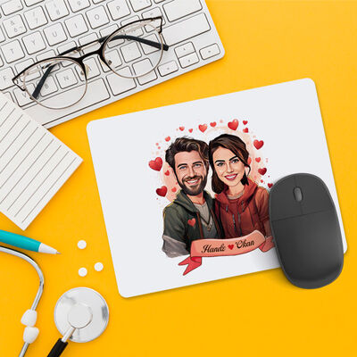 Çiftlere Özel Büyük Aşkımız Karikatürlü Mousepad - 1